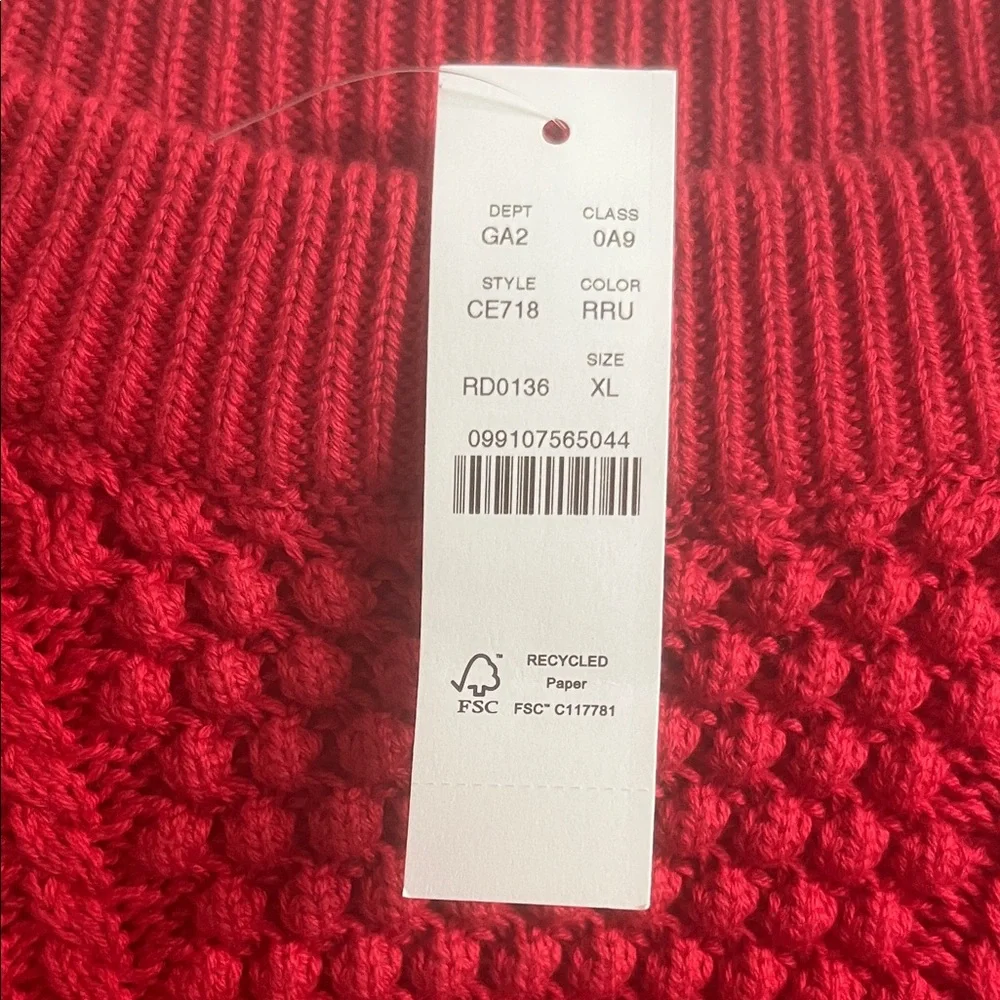 J Crew XL Red Cable Knit Women's Sweater NWT - Picture 3 of 6